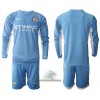 Officiële Voetbalshirt + Korte Broek Manchester City Thuis 2021-22 Lange Mouw - Kids